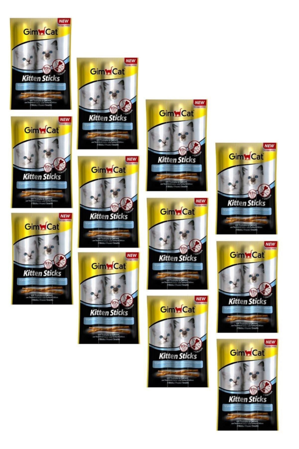 Gimcat Sticks Kitten Hindili Yavru Kedi Ödül Çubukları 3x3 Gr (12 Adet)