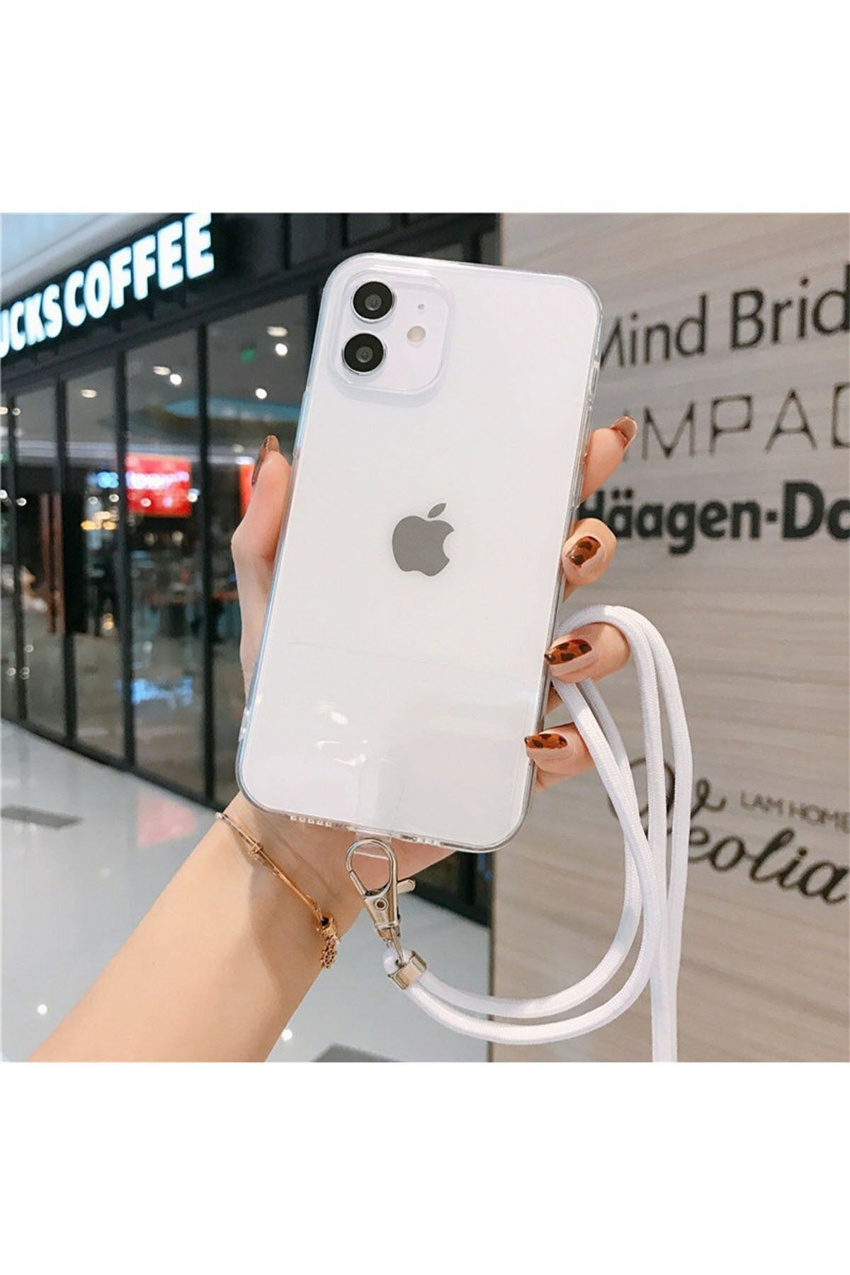 Atsız Aksesuar Telefon Boyun Askısı Ip Beyaz