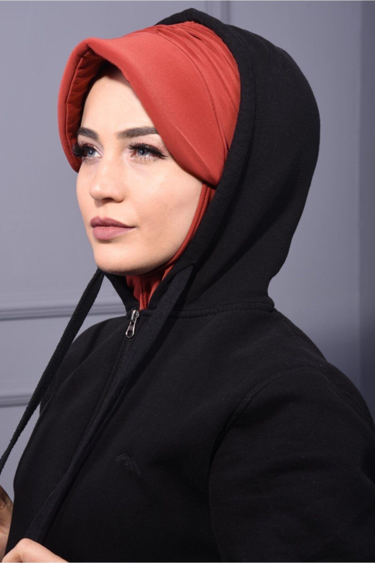 Gültopu Eşarp & Şal Kadın Kiremit Boyunlu Spor Şapkalı Tesettür Bone