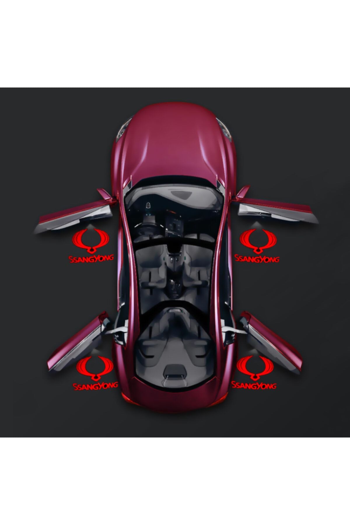 Waxen Ssangyong Kapı Altı Pilli Led Logo Hd Lens Karanlık Ve Mesafe Sensörlü Led Işıklı Lamba