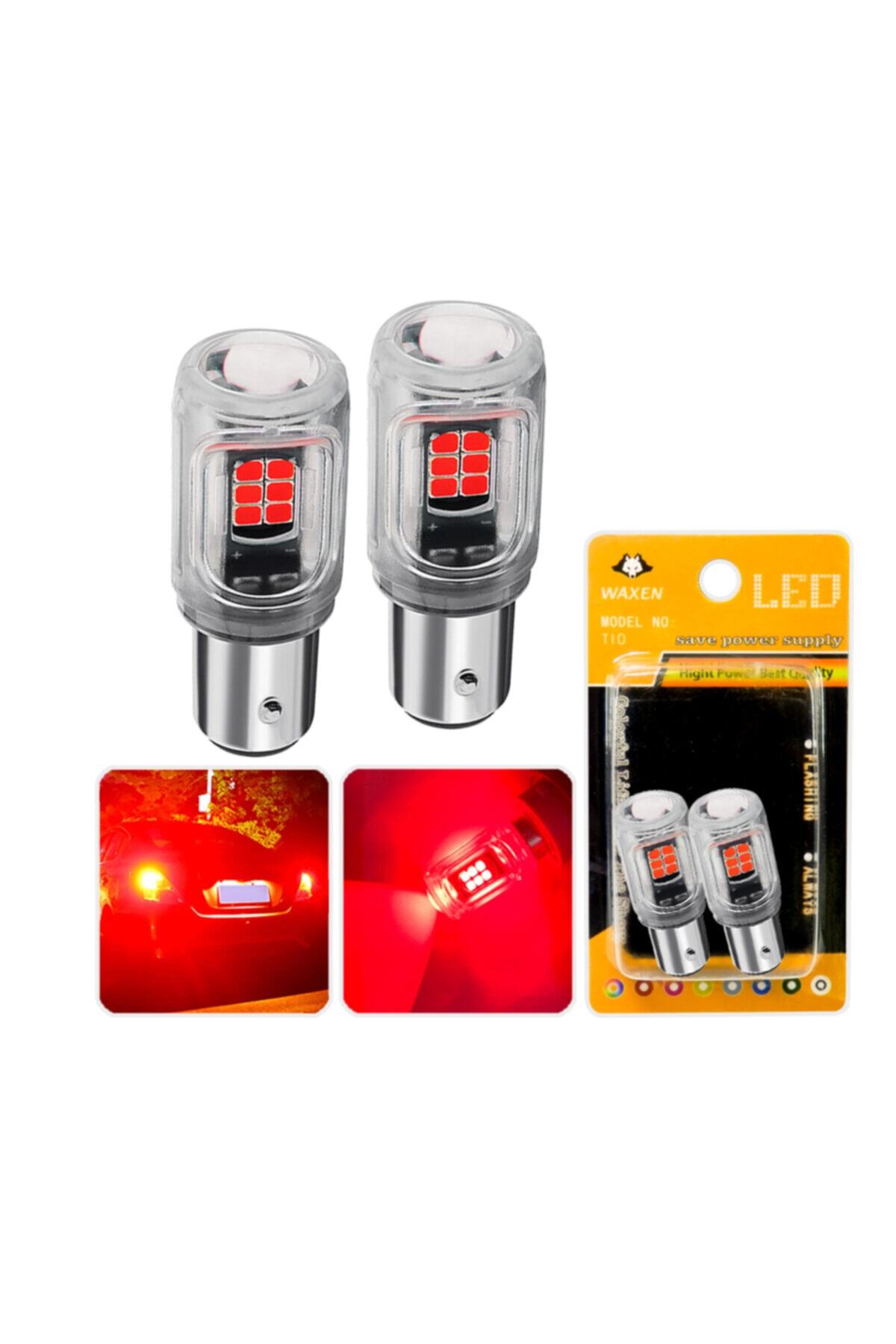Waxen Stop Sinyal Geri Vites Ampulü Mercekli 18 Led P21w 1156 93 6500k Kırmızı Tek Duy Güçlü Işık