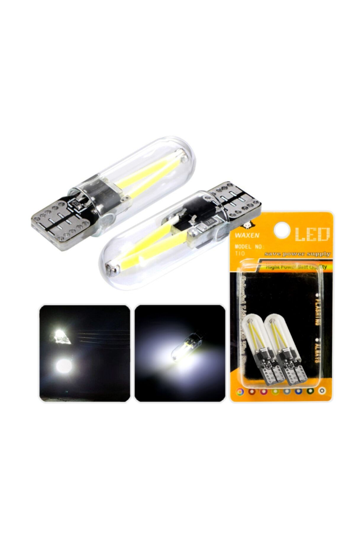 Waxen T10 Park Plaka Tavan Iç Aydınlatma Ampulü Cob Led Canbus Dipsiz W5w 194 6500k Beyaz Güçlü Işık