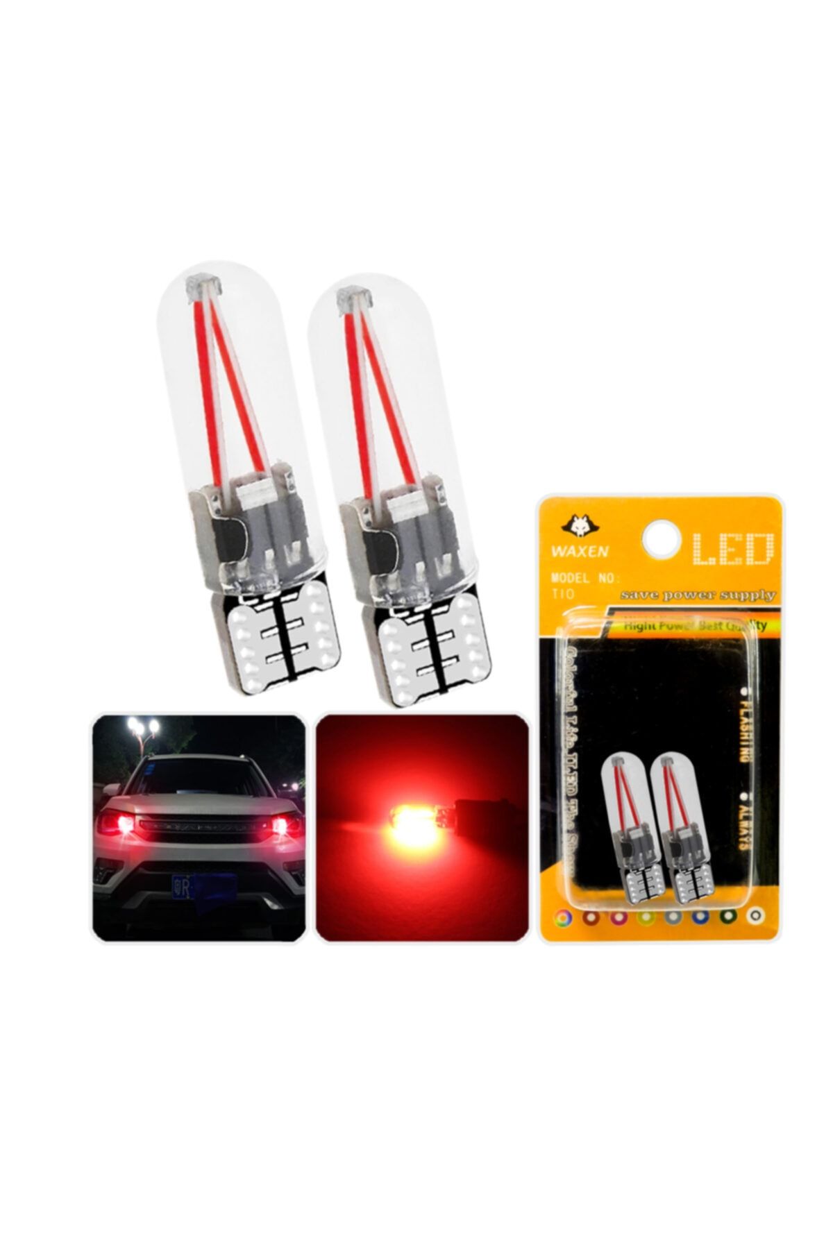 Waxen T10 Park Plaka Tavan Iç Aydınlatma Ampulü Cob Led Canbus Dipsiz W5w 194 6500k Kırmızı Güçlü Işık