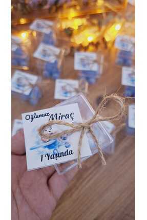 Ayıcık Şekilli Mavi Mum 5 Adet Mika Kutulu Hediyelik Doğum Bebek Doğum Günü Baby Shower Mevlüt Image 0