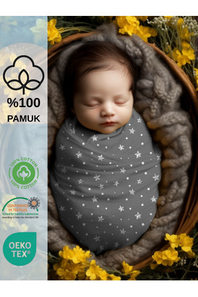 0 - 4 Ay Yeni Sezon Renkli Desenli Cırtlı Pamuk Bebek Kundak %100 Pamuk (OEKO TEX VE CIT BELGELİ) Image 0