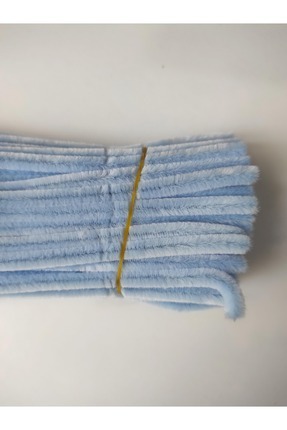 25 Adet Açık Mavi Şönil ,Çiçek Yapımına Uygun Tüylü Tel, 30 Cm 6 Mm Image 1