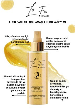 Le Feu Beauté Altın Işıltılı Kuru Yağ 75ml - Nemlendirici & Parlatıcı Image 1