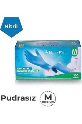 Cerrahi Eldiven Mavi Nitril Eldiven 100'lü Paket 1 Adet Muayene Eldiveni Image 0