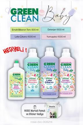 Baby 1 L Yumuşatıcı + Deterjan + Leke Çıkarıcı + 500 ml Emzik Tem. ve Rosie Hediye Image 0