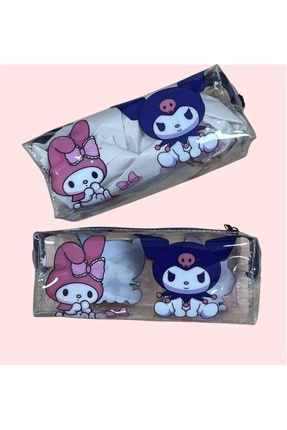 Sanrio Kuromi Şeffaf Makyaj Çantası Kalemlik -17 cm uzunluk -Doğum Günü Karne hediyesi Image 0