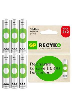 Recyko 950Mah Aaa İnce Kalem 6 Adet Ni-Mh Şarjlı Pil 1.2 Volt Image 0
