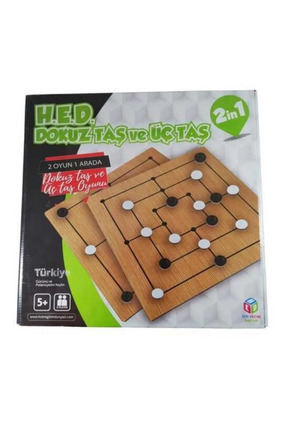 Ahşap 9 Taş 3 Taş Zeka Akıl Mantık Strateji Oyunları 1 Kutu 2oyun Image 0