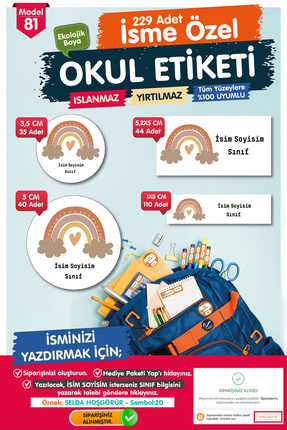 Okul Etiketi Kalem Defter Etiketi Özel Isim Yazılabilen Etiket Seti - Isim Etiketi-t526-oe81 Image 0
