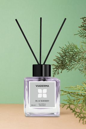 Kare Şişe Böğürtlen Esansı Bambu Çubuklu Oda Kokusu 100 ml Image 0