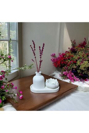 Estevia 3 Lü Set Organizer Tabak Dekoratif Vazo Lotus Çiçeği Mumluk & dekor süs eşyaları Image 0