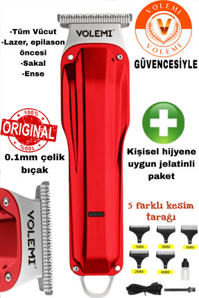0085b – Lazer Öncesi Sıfıra En Yakın Kesim | 0,1 mm Çelik Bıçak | USB‑C Şarj | Ense‑Sakal‑Vücut Image 0