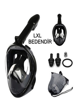 Lxl Siyah Dalış Maskesi Tam Yüz Full Face Şnorkel Anti Sızıntı Ekipmanları 360 Derece Görüntü Slikon Image 0