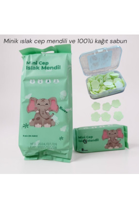1 paket Minik Islak Cep mendili ve 100' LÜ Minik kağıt sabun Image 0