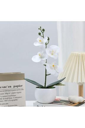 1 Adet 30cm Mini Yapay Orkide Plastik Saksıda Image 0
