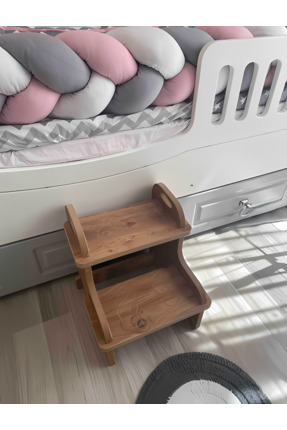 Tofo Kids Ahşap Basamak Tabure Çocuk Banyo Wc Lavabo Merdiven Yükseltici Eğitici Kaymaz Montessori Image 0