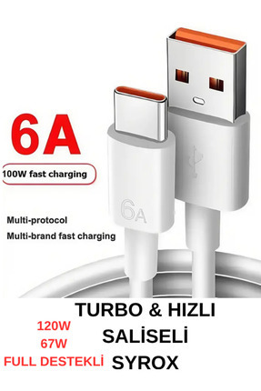 Type C Kablo Turbo Hızlı Şarj Kablosu 67-120w 6a Redmi Note 10 S X Pro Max 5g Redmi Note 11 S 5g T Image 0