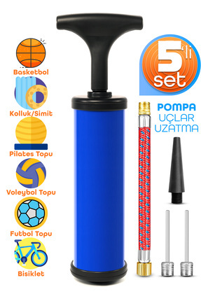 5li Şişirme Pompa Seti Futbol Bisiklet Pilates Topu Şişme Yatak Simit Kolluk Şişirme Pompası 20cm Image 0