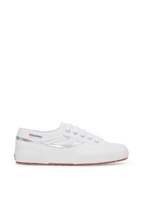 2953 Swallow Tail Mirror Faux Leather Kadın Beyaz-Gümüş Bileksiz Sneaker Image 0