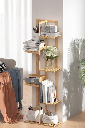 Bambu 6 Raflı Saksılık Çok Amaçlı Stand Çiçeklik Banyo Düzenleyici Havluluk DB-0025 Image 0