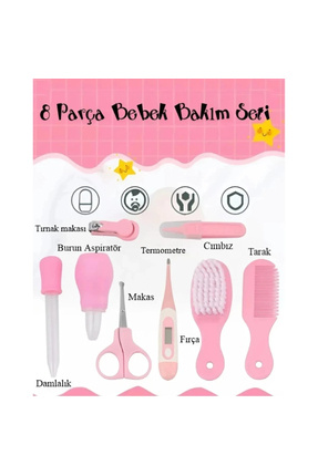 8 Parça Bebek Bakım Seti Pembe Renk Image 0