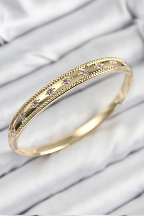 Pirinç Zirkon Taşlı Kutup Yıldızı Model Gold Renk Kadın Kelepçe - Lisinya Image 0