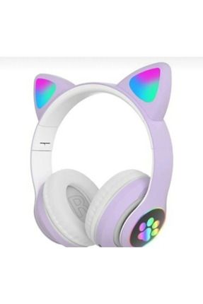 Lila Mor Stn28 Bluetooth Kulaklık 2 Yıl Kablosuz Bluetooth 5.0 Uyumlu Led Işıklı Kedili Şık Image 0