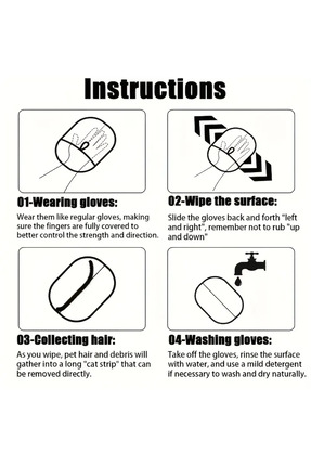 Çift Taraflı Statik Kedi Köpek Tüy Temizleme Eldiveni Giy siler, Mobilyalar ,Halılar 24x18 cm Image 2