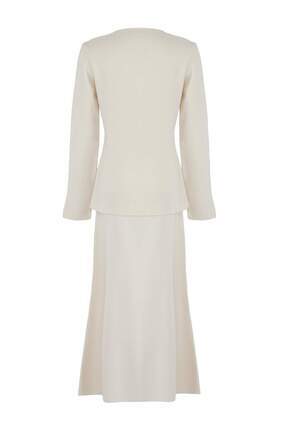 Ekru Gold Düğmeli Triko Etekli Takım TCTAW26US00011 Image 5