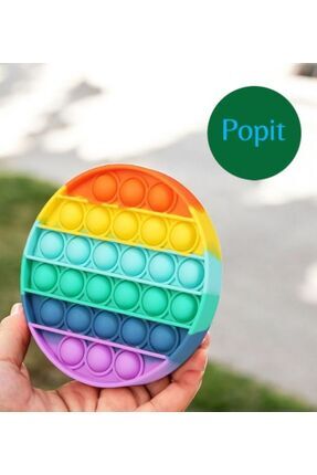 Popit Yuvarlak Gökkuşağı Renk Duyusal Oyuncak Zihinsel Gelişim Stres Popit Oyun Çap:12,5cm Popit Image 0