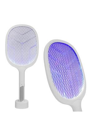 AS-A25 1200mAh 3000V Çıkış UV Mavi Işıklı Şarjli Masaüstü Raket Sinek Öldürücü Image 0