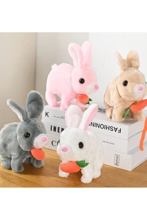 Karma renk Pilli Sesli Ve Işıklı Zıplayan Peluş Tavşan Tekli Image 0