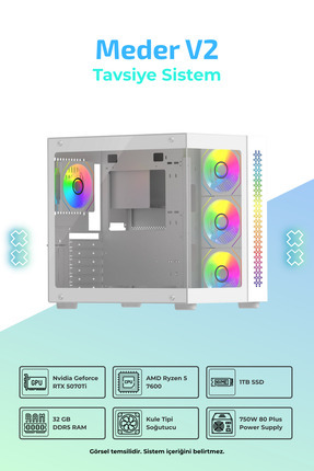 Meder V2 R5-7600 32GB 1TB SSD 16GB RTX5070Ti FreeDos Masaüstü Oyuncu Bilgisayarı Image 0