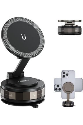 Magsafe Uyumlu Araç Telefon Tutucu – Güçlü Manyetik Vakumlu, 360° Ayarlı Stand, iPhone C176 Image 0