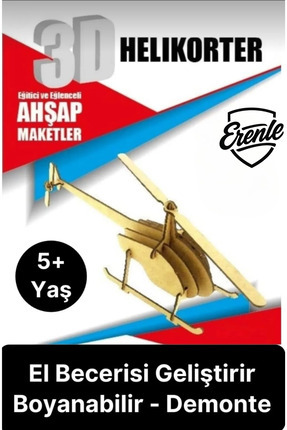 3D Maket Ham Ahşap Eğiti Öğretici Eğlence Hobi Proje Ödevi Helikopter Image 0