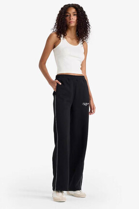 Straight Fit Baskılı Beli Lastikli Siyah Kadın Eşofman Altı F0314AX/BK81 Image 2