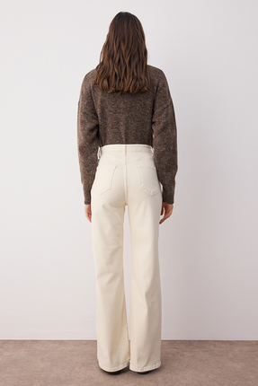 Ekru Yüksek Bel Orta Esnek Wide Leg Jeans TWOAW25JE00309 Image 3