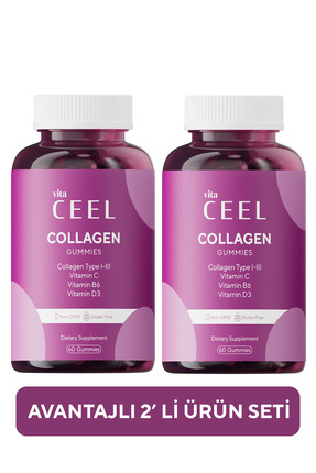 2'li Kolajen Vitamin Çiğnenebilir Gummy, Tip,1-3, Vitamin C, Vitamin B6, Vitamin D3 Image 0