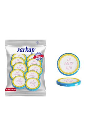 Hijyenik Paketli 10 Adet Kavanoz Kapağı Dolce Vita Desenler 82 mm - La Dolce Vita Sarı & Mavi Image 0