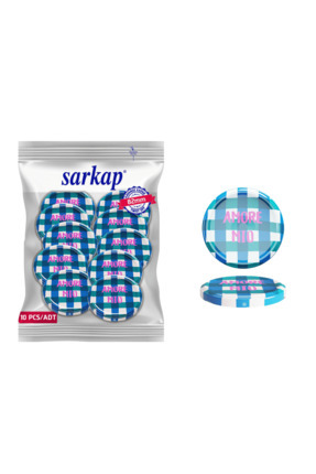 Hijyenik Paketli 10 Adet Kavanoz Kapağı Dolce Vita Desenler 82 mm - Amore Mio Mavi Image 0