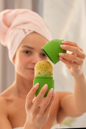 YENİ Buz Küpü Yüz, Gözler ve Boyun Masajı Cilt Bakımı, Göz Torbalarını Giderme Silikon Buz Kalıbı Image 3