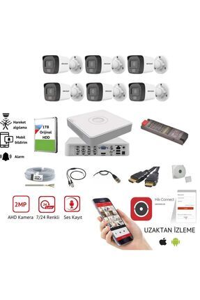 6 Kameralı Ses Kayıtlı 7/24 Renkli Görüşlü Ahd Güvenlik Kamerası Seti Image 0