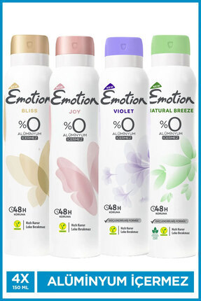 Vegan Deodorant 4x150 Ml (VIOLET, Breeze, Bliss & Joy) Hızlı Kurur, Leke Bırakmaz Image 0