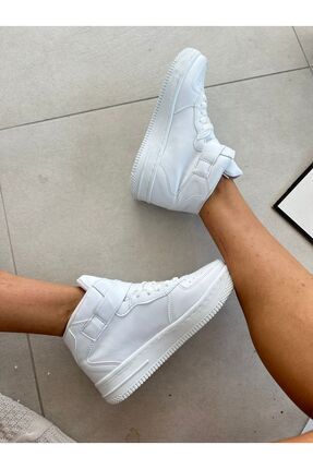 Unısex Beyaz Kadın Erkek Çocuk Bilekli Spor Ayakkabı Image 2