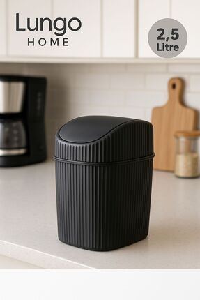 2,5 LT Mini Tezgah Üstü Çöp Kovası – Mutfak-Banyo-Ofis Kullanımına Uygun Siyah Image 0