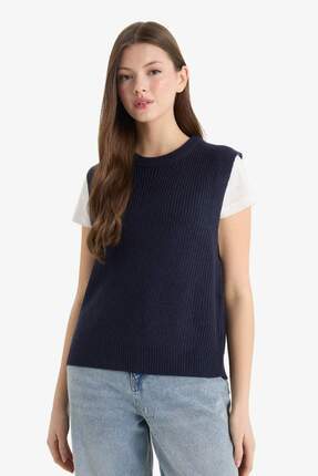 Oversize Geniş Kalıp Bisiklet Yaka Triko Süveter S0375AZ25WN Image 2